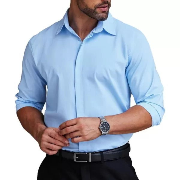 COOFANDY Men's Formal Dress Shirt Hidden Button Front Wrinkle Free Shirt Regular Fit Stretch Business Casual Shirts