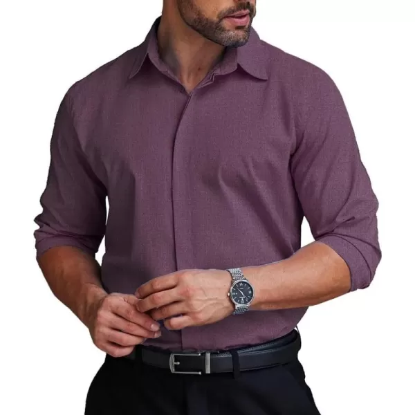 COOFANDY Men's Formal Dress Shirt Hidden Button Front Wrinkle Free Shirt Regular Fit Stretch Business Casual Shirts