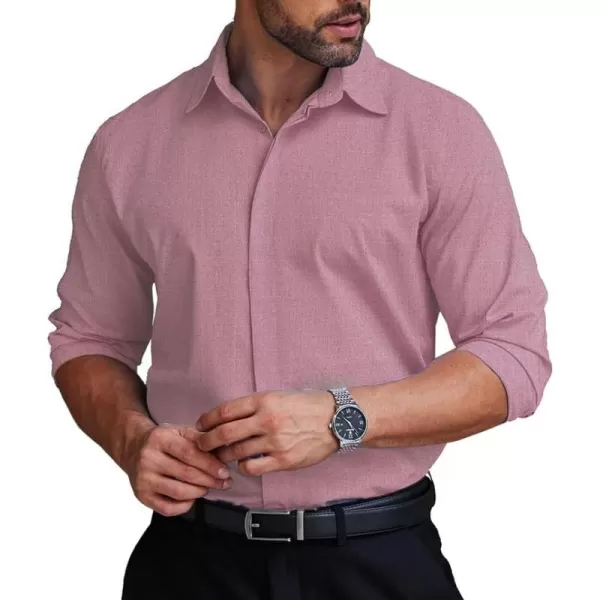 COOFANDY Men's Formal Dress Shirt Hidden Button Front Wrinkle Free Shirt Regular Fit Stretch Business Casual Shirts