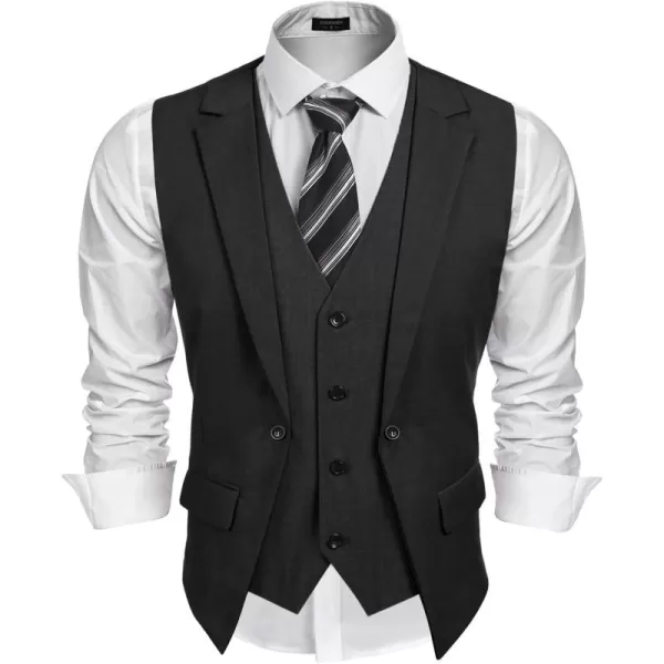 COOFANDY Men's Formal Fashion Vest Layered Waistcoat Business Dress Suit Vests for Wedding