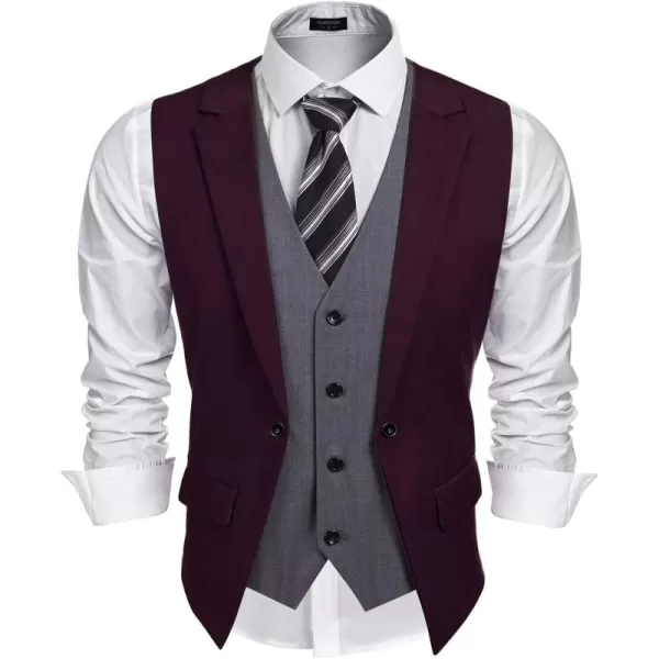 COOFANDY Men's Formal Fashion Vest Layered Waistcoat Business Dress Suit Vests for Wedding