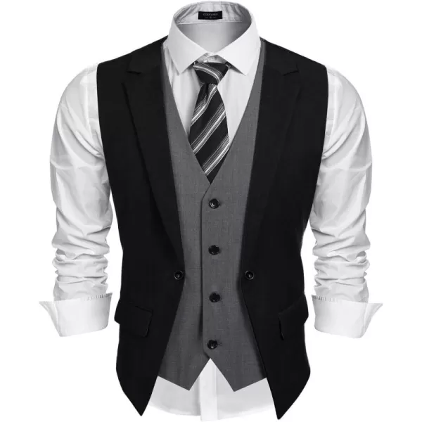 COOFANDY Men's Formal Fashion Vest Layered Waistcoat Business Dress Suit Vests for Wedding