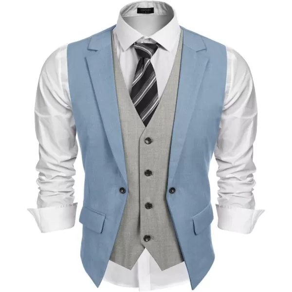 COOFANDY Men's Formal Fashion Vest Layered Waistcoat Business Dress Suit Vests for Wedding