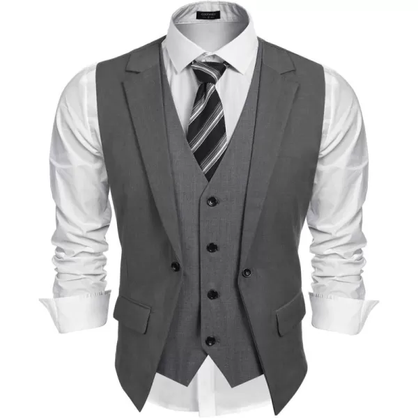 COOFANDY Men's Formal Fashion Vest Layered Waistcoat Business Dress Suit Vests for Wedding