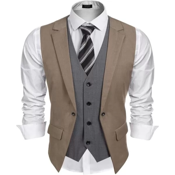 COOFANDY Men's Formal Fashion Vest Layered Waistcoat Business Dress Suit Vests for Wedding
