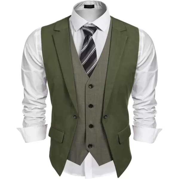 COOFANDY Men's Formal Fashion Vest Layered Waistcoat Business Dress Suit Vests for Wedding