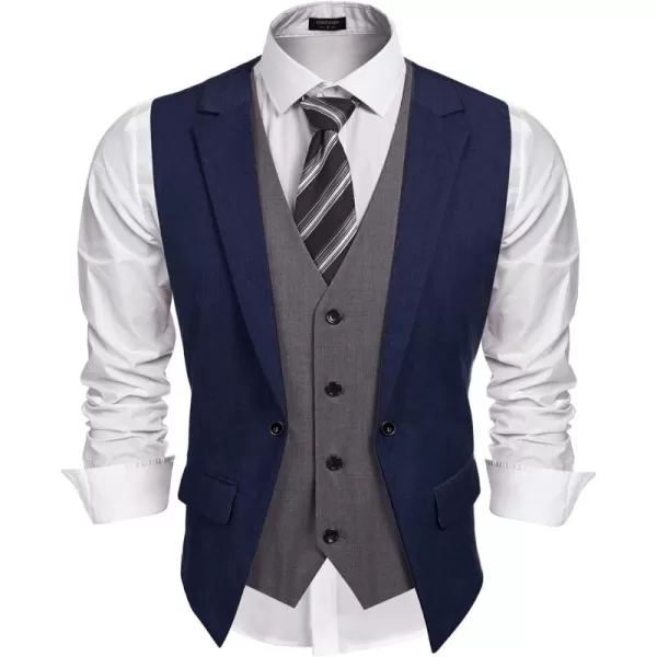 COOFANDY Men's Formal Fashion Vest Layered Waistcoat Business Dress Suit Vests for Wedding