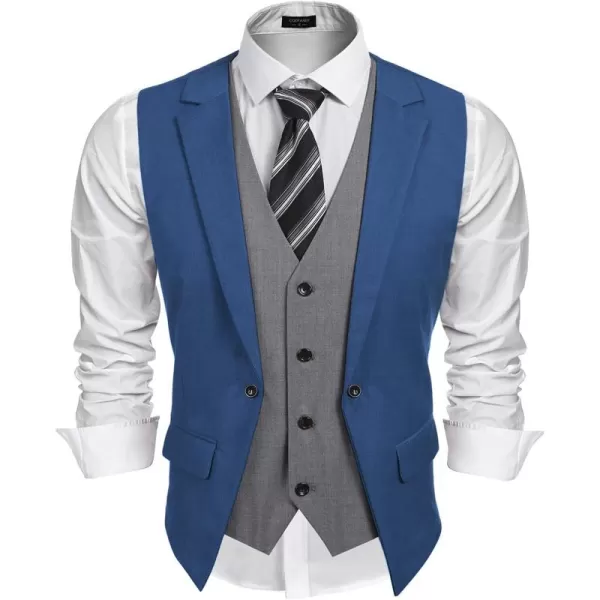 COOFANDY Men's Formal Fashion Vest Layered Waistcoat Business Dress Suit Vests for Wedding
