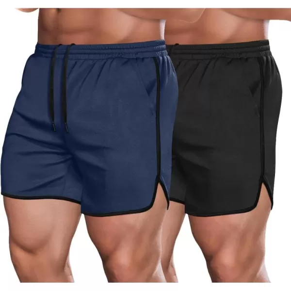 COOFANDY Men's Gym Workout Shorts 5 Inch 2 Pack Athletic Running Shorts Quick Dry Sport Training Shorts with Pockets)