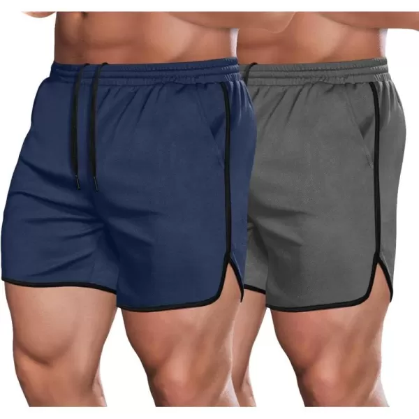COOFANDY Men's Gym Workout Shorts 5 Inch 2 Pack Athletic Running Shorts Quick Dry Sport Training Shorts with Pockets)