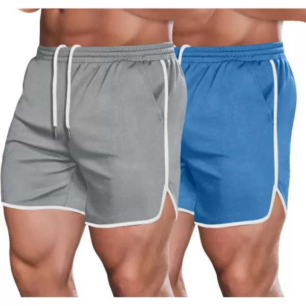COOFANDY Men's Gym Workout Shorts 5 Inch 2 Pack Athletic Running Shorts Quick Dry Sport Training Shorts with Pockets)