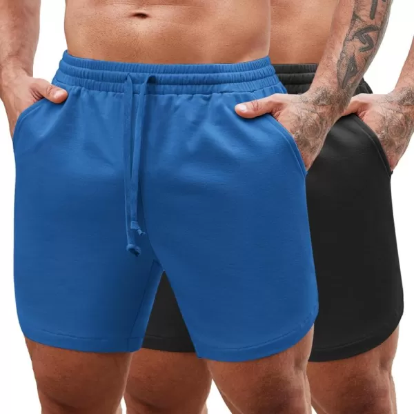 COOFANDY Mens Gym Workout Shorts 7 Inch Athletic Shorts 2 Pack Lightweight Bodybuilding Training Short Pants with Pocket