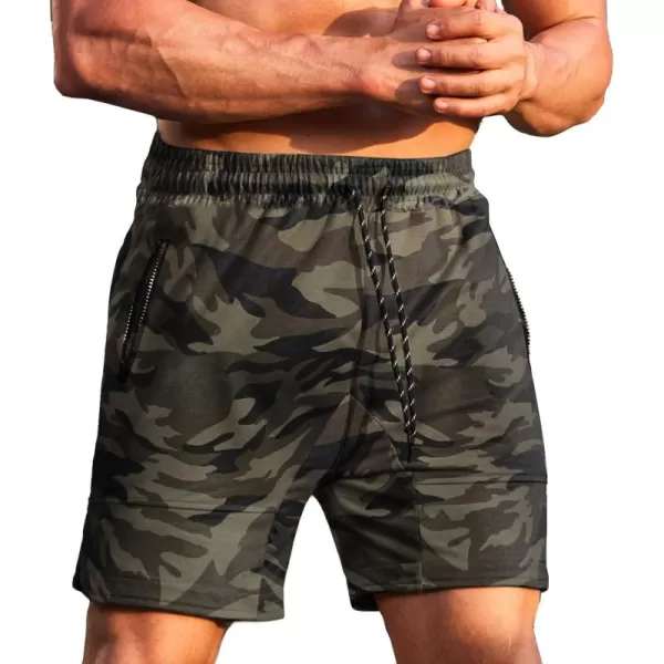 COOFANDY Men's Gym Workout Shorts Athletic Training Shorts Fitted Weightlifting Bodybuilding Shorts with Zipper Pockets