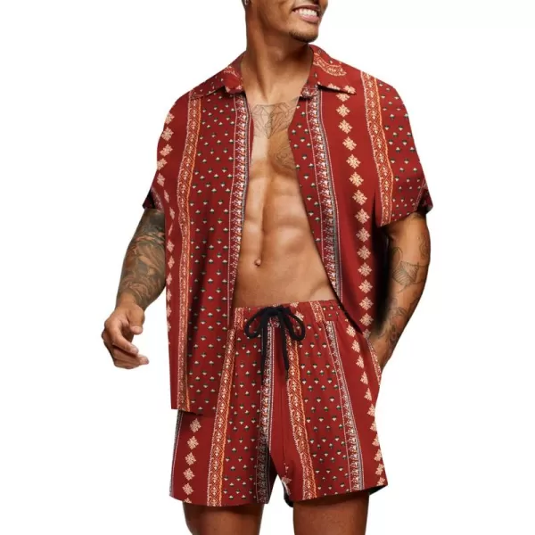 COOFANDY Men's Hawaiian Matching Set Summer Beach 2 Piece Outfits Flower Shirts and Shorts
