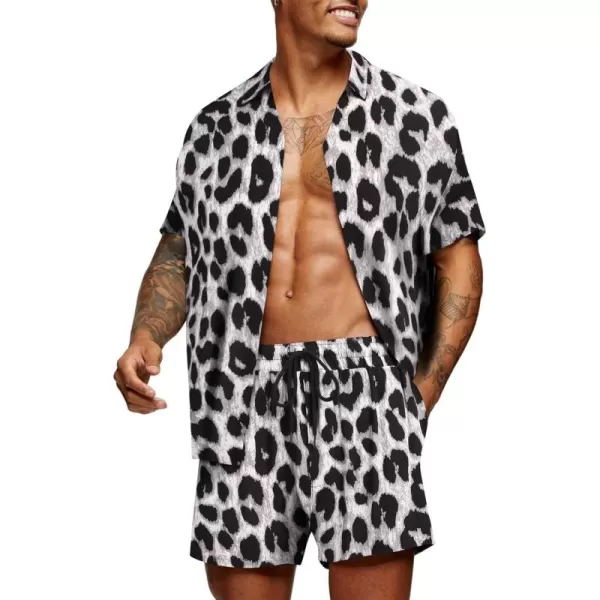 COOFANDY Men's Hawaiian Matching Set Summer Beach 2 Piece Outfits Flower Shirts and Shorts