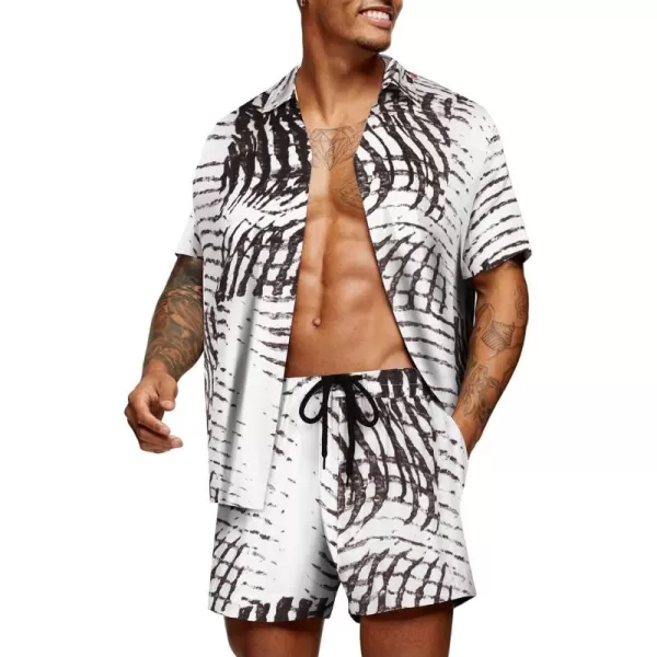 COOFANDY Men's Hawaiian Matching Set Summer Beach 2 Piece Outfits Flower Shirts and Shorts