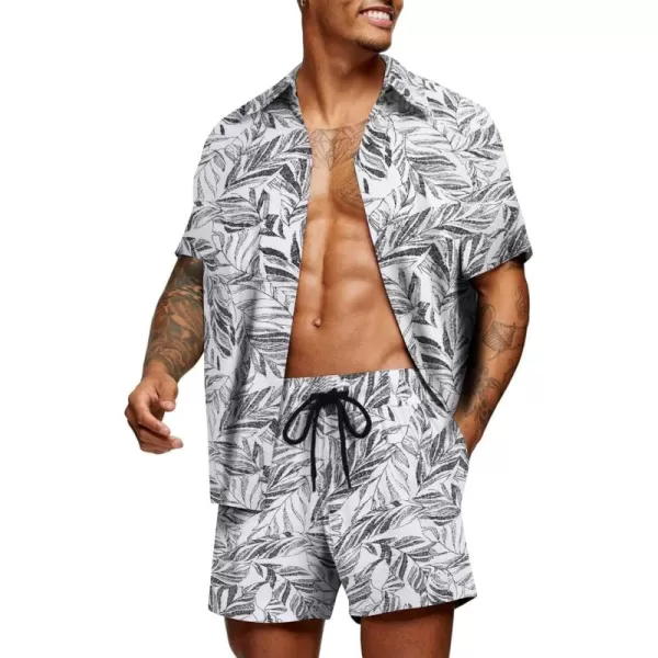 COOFANDY Men's Hawaiian Matching Set Summer Beach 2 Piece Outfits Flower Shirts and Shorts