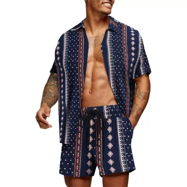COOFANDY Men's Hawaiian Matching Set Summer Beach 2 Piece Outfits Flower Shirts and Shorts