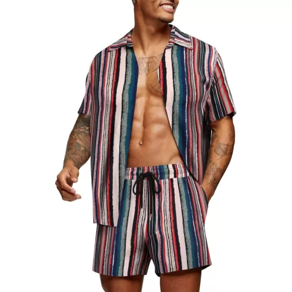 COOFANDY Men's Hawaiian Matching Set Summer Beach 2 Piece Outfits Flower Shirts and Shorts