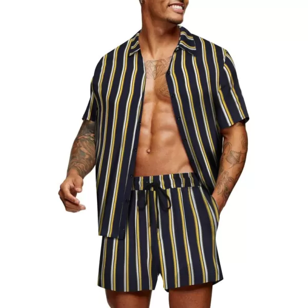 COOFANDY Men's Hawaiian Matching Set Summer Beach 2 Piece Outfits Flower Shirts and Shorts