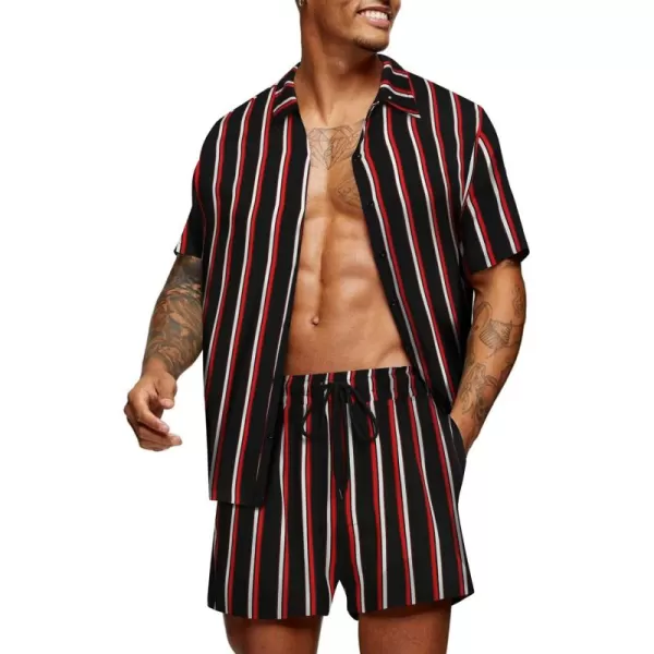 COOFANDY Men's Hawaiian Matching Set Summer Beach 2 Piece Outfits Flower Shirts and Shorts