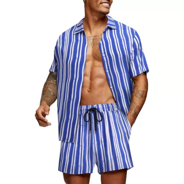 COOFANDY Men's Hawaiian Matching Set Summer Beach 2 Piece Outfits Flower Shirts and Shorts