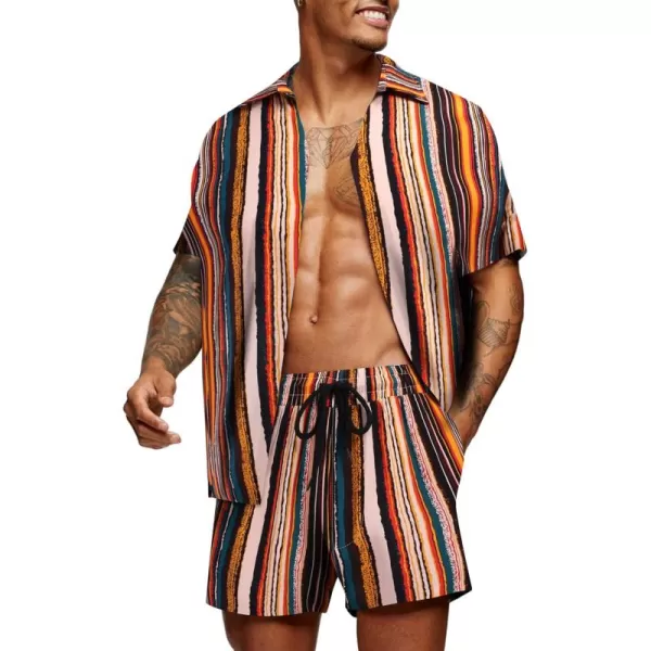 COOFANDY Men's Hawaiian Matching Set Summer Beach 2 Piece Outfits Flower Shirts and Shorts
