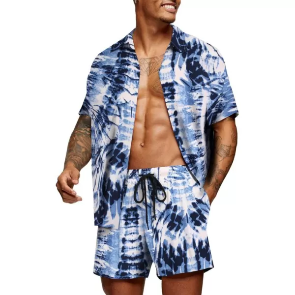 COOFANDY Men's Hawaiian Matching Set Summer Beach 2 Piece Outfits Flower Shirts and Shorts
