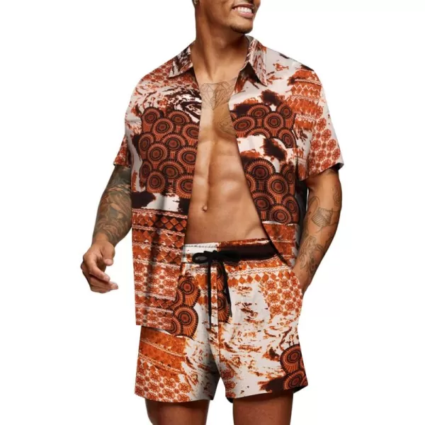 COOFANDY Men's Hawaiian Matching Set Summer Beach 2 Piece Outfits Flower Shirts and Shorts