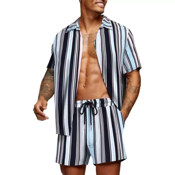 COOFANDY Men's Hawaiian Matching Set Summer Beach 2 Piece Outfits Flower Shirts and Shorts