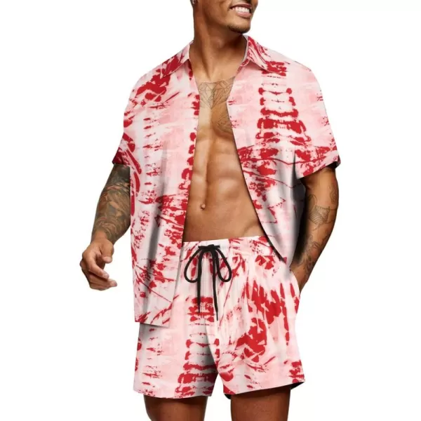 COOFANDY Men's Hawaiian Matching Set Summer Beach 2 Piece Outfits Flower Shirts and Shorts