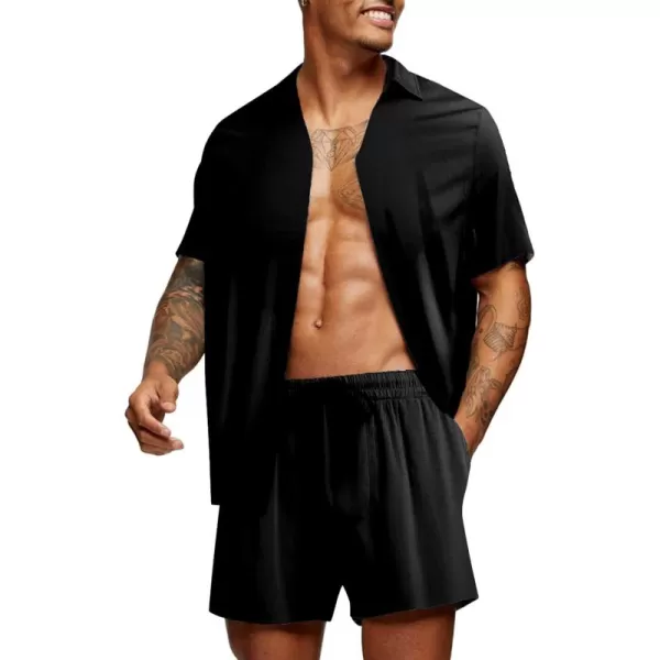 COOFANDY Men's Hawaiian Matching Set Summer Beach 2 Piece Outfits Flower Shirts and Shorts