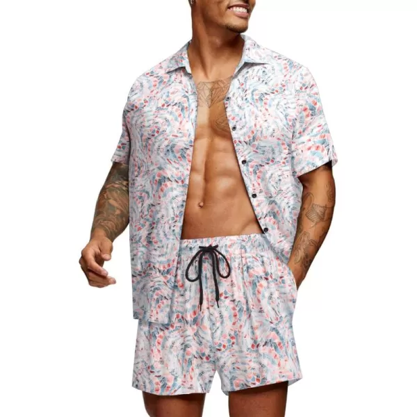 COOFANDY Men's Hawaiian Matching Set Summer Beach 2 Piece Outfits Flower Shirts and Shorts