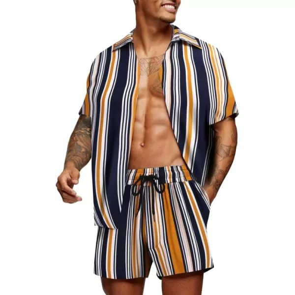 COOFANDY Men's Hawaiian Matching Set Summer Beach 2 Piece Outfits Flower Shirts and Shorts