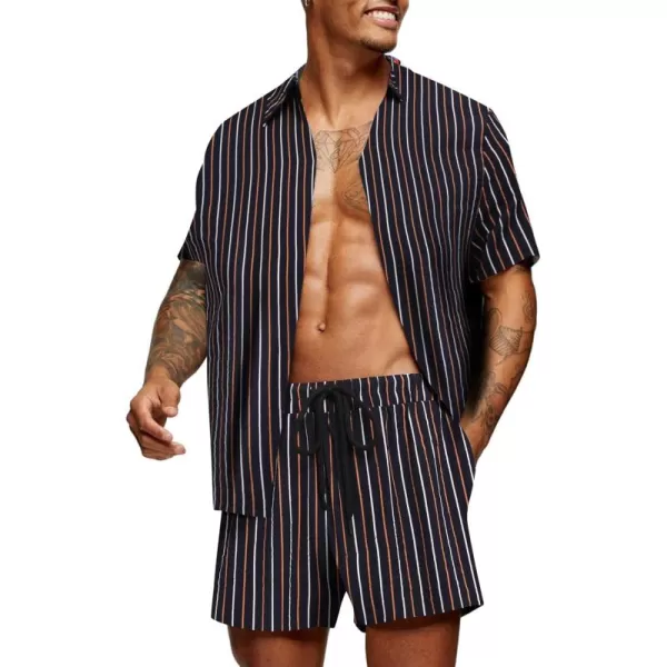 COOFANDY Men's Hawaiian Matching Set Summer Beach 2 Piece Outfits Flower Shirts and Shorts