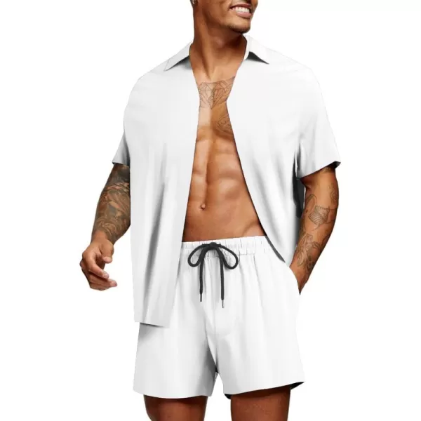 COOFANDY Men's Hawaiian Matching Set Summer Beach 2 Piece Outfits Flower Shirts and Shorts
