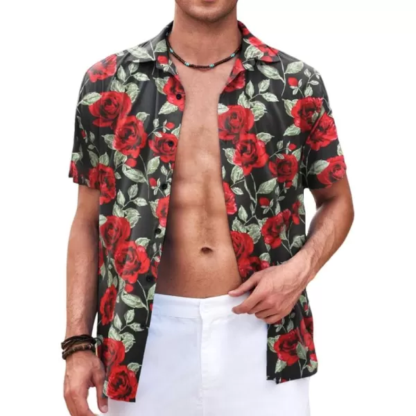 COOFANDY Men's Hawaiian Shirt Casual Short Sleeve Button Down Shirt Summer Beach Shirt