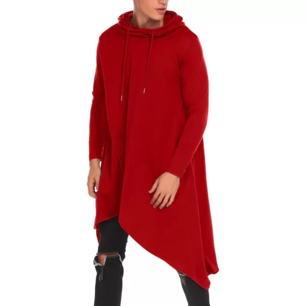 COOFANDY Men's Hooded Poncho Cape Cloak Casual Asymmetric Hem Hoodie Sweatshirts