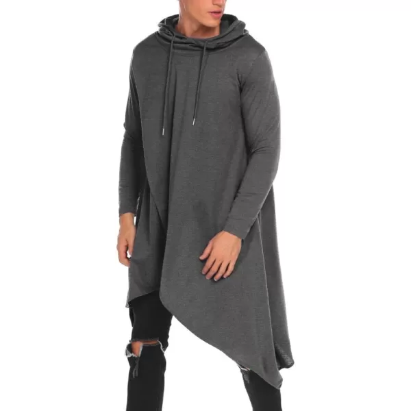 COOFANDY Men's Hooded Poncho Cape Cloak Casual Asymmetric Hem Hoodie Sweatshirts
