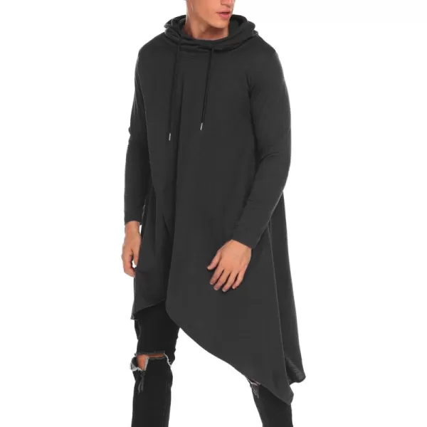 COOFANDY Men's Hooded Poncho Cape Cloak Casual Asymmetric Hem Hoodie Sweatshirts