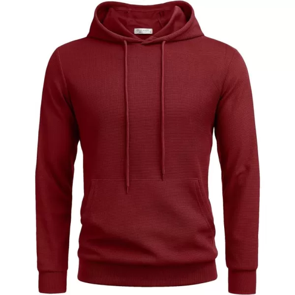 COOFANDY Men's Hooded Sweatshirts Long Sleeve Casual Pullover Hoodie Waffle Knit Sweatshirt with Pocket