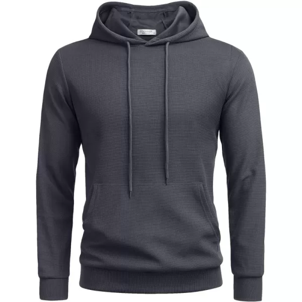 COOFANDY Men's Hooded Sweatshirts Long Sleeve Casual Pullover Hoodie Waffle Knit Sweatshirt with Pocket