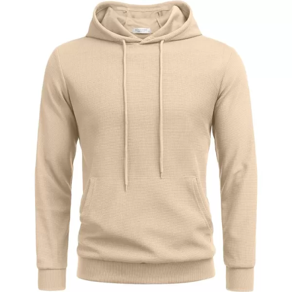 COOFANDY Men's Hooded Sweatshirts Long Sleeve Casual Pullover Hoodie Waffle Knit Sweatshirt with Pocket
