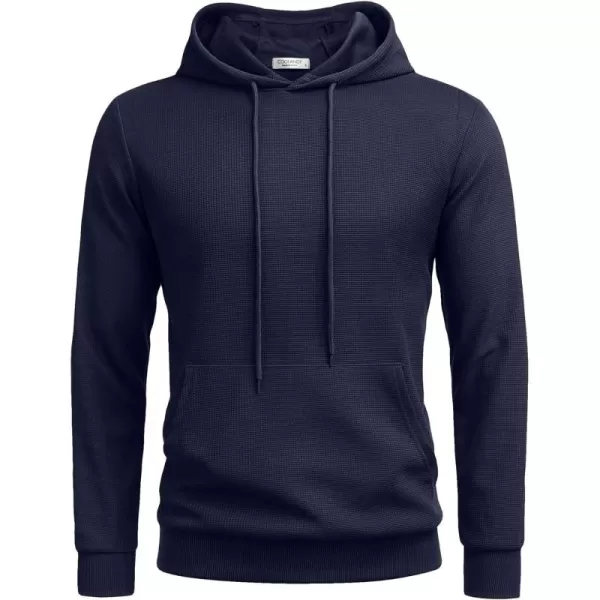 COOFANDY Men's Hooded Sweatshirts Long Sleeve Casual Pullover Hoodie Waffle Knit Sweatshirt with Pocket