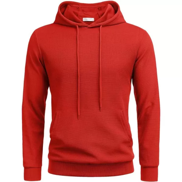 COOFANDY Men's Hooded Sweatshirts Long Sleeve Casual Pullover Hoodie Waffle Knit Sweatshirt with Pocket