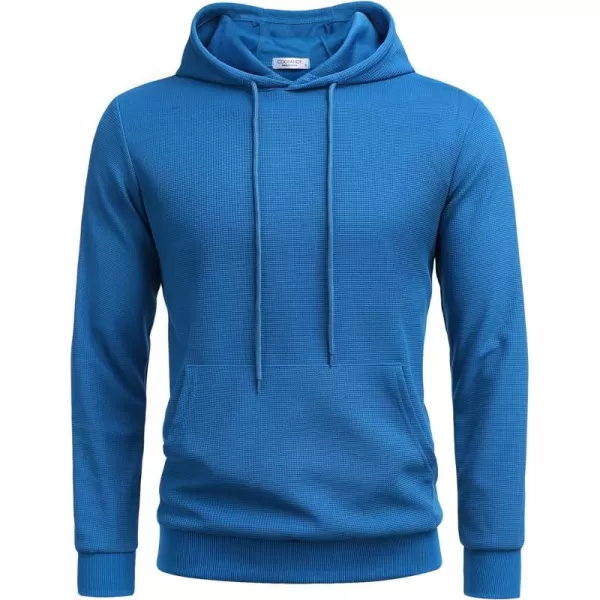 COOFANDY Men's Hooded Sweatshirts Long Sleeve Casual Pullover Hoodie Waffle Knit Sweatshirt with Pocket