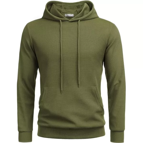 COOFANDY Men's Hooded Sweatshirts Long Sleeve Casual Pullover Hoodie Waffle Knit Sweatshirt with Pocket