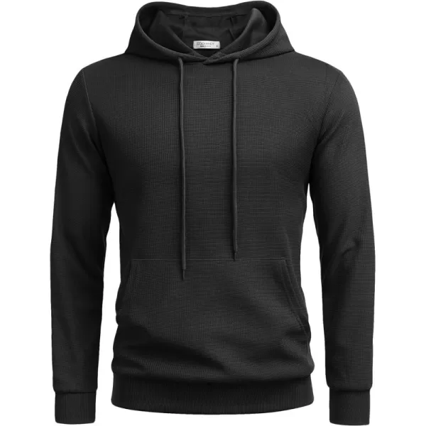 COOFANDY Men's Hooded Sweatshirts Long Sleeve Casual Pullover Hoodie Waffle Knit Sweatshirt with Pocket