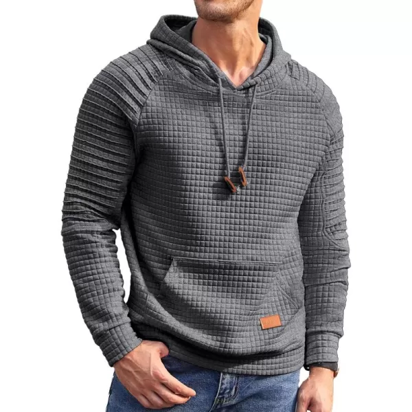 COOFANDY Mens Hoodies Pullover Casaul Long Sleeve Drawstring Waffle Knit Hooded Sweatshirt with Kanga Pocket