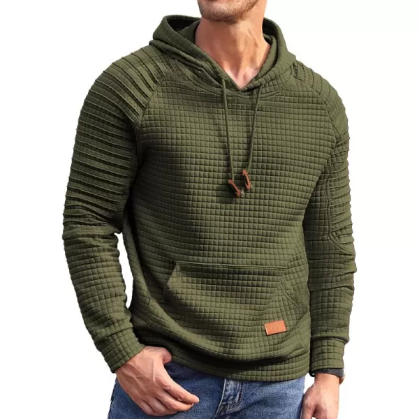 COOFANDY Mens Hoodies Pullover Casaul Long Sleeve Drawstring Waffle Knit Hooded Sweatshirt with Kanga Pocket